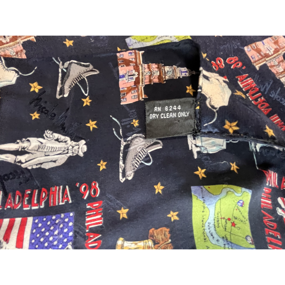 Vintage Nicole Miller Silk Scarf 1998 Theme Philadelphia Figure Skating Novelty - Picture 7 of 7